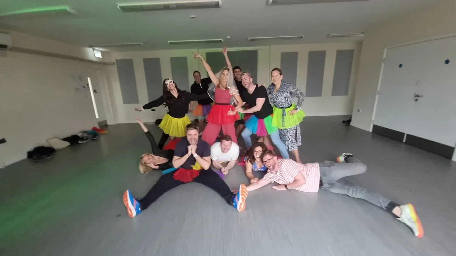 Hen party group dancing samba together at a class in Exeter